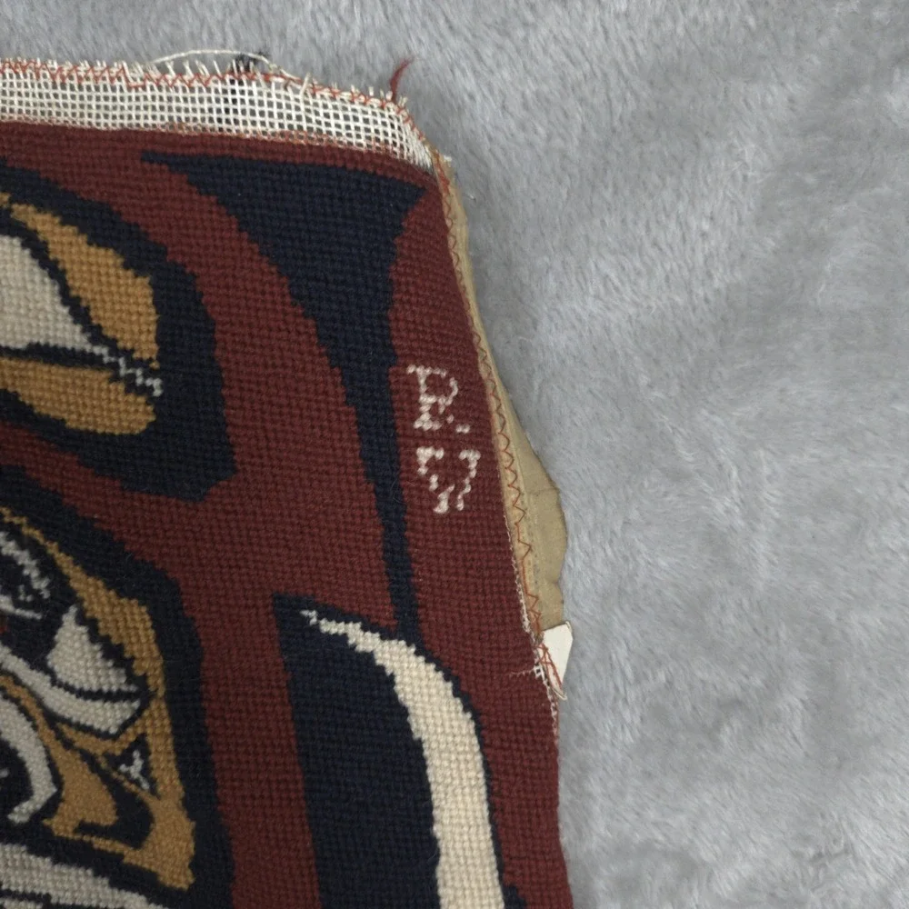 Vintage Pacific Northwest Needlepoint Textile Totem Pole Art Tribal Handmade